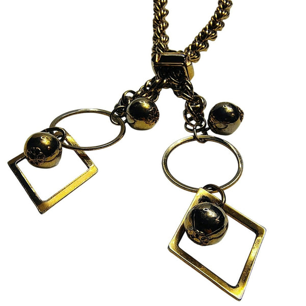 Vintage 80s Gold Tone Round Rope MCM Beads in Hoops Loops Diamond Design 12"