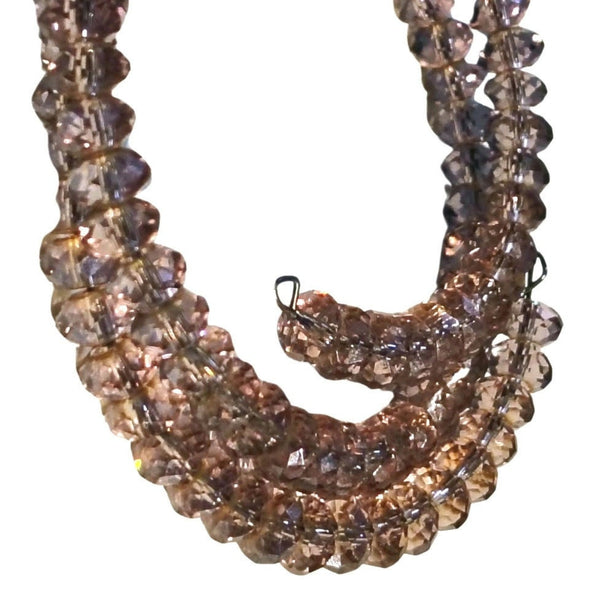 Mauve Purple Crystal Bead Memory Wire Double Strand Bracelet