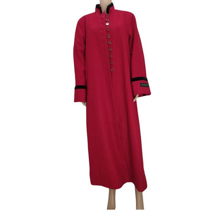 Vintage Long Red Wool Coat 100% Pure Wool Trench Coat Size 12