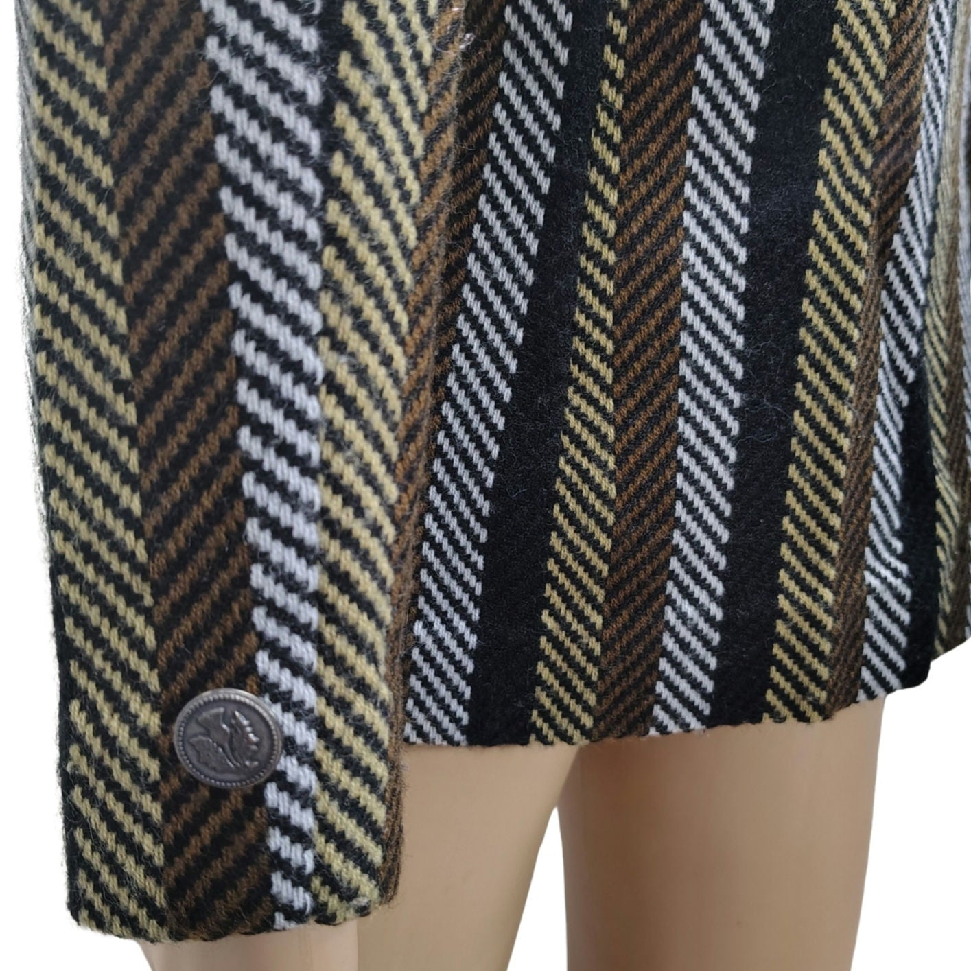 70s Striped Tread Design Fitted Single Breasted Blazer Outside Pockets SZ Small