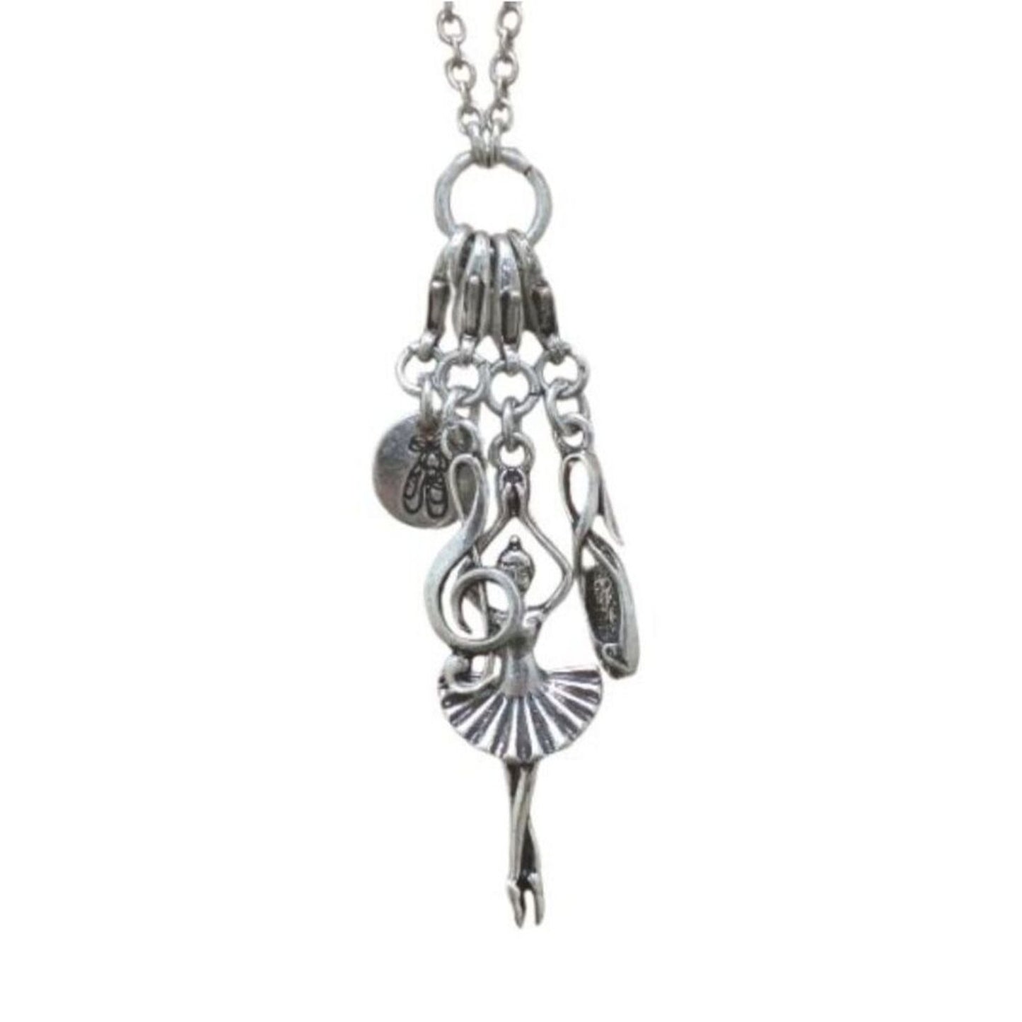Ballerina Theme Interchangeable Silver Charm Necklace Chain Link Necklace Set