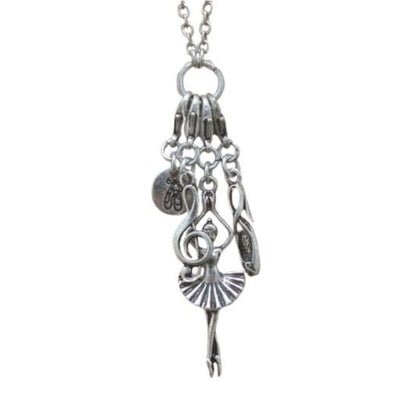 Ballerina Theme Interchangeable Silver Charm Necklace Chain Link Necklace Set