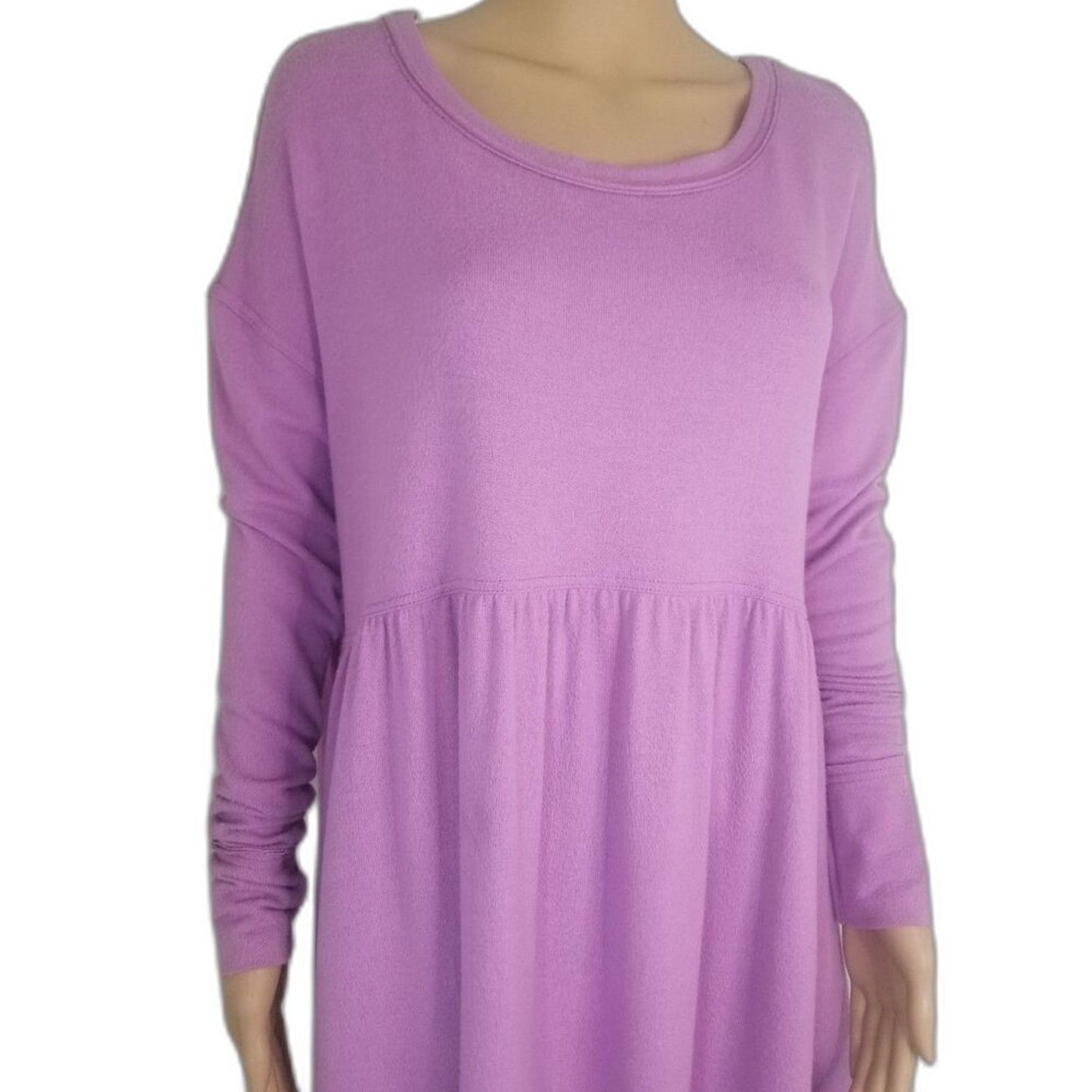Loose fit Plum Lilac Wide Fit Baby Doll Top Box Cut Long Sleeves Med Free People