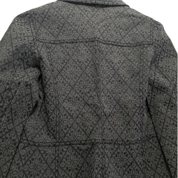 Fitted Tile Design Preppy Single Breasted Fold Down Collar Snap Blazer Size 0