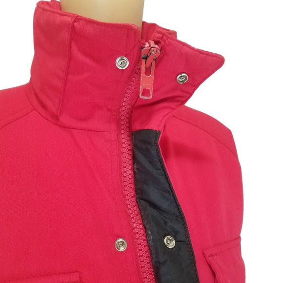 1980s Woolrich Woman Thinsulate Red Snap Close Winter Coat Size Large [VINTAGE]