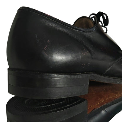 Nunn-Bush Black Leather Pointy Toe Lace Up Mens Dress Shoes Seam Detail Size 8 D