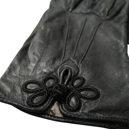 Vintage Anne Klein Aris Black Soft Leather Frog Closure Gloves Size Large Womens