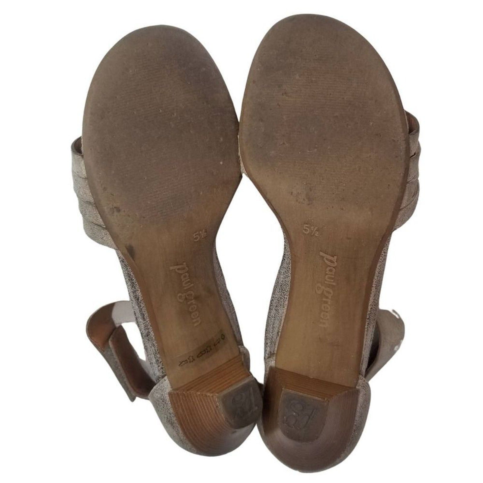 Leather Metallic Gray Strappy Open Toe Ankle Wrap Heels Size 8 [PAUL GREEN]