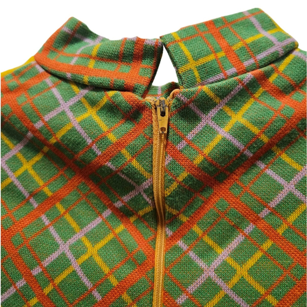1960s Vintage Green OJ Yellow Children's Growing Girl Perma-Prest Dress Size 10
