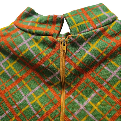 1960s Vintage Green OJ Yellow Children's Growing Girl Perma-Prest Dress Size 10