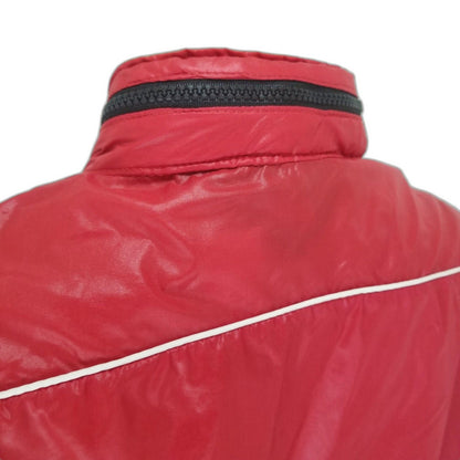 80s Vintage Style Auto Zip Up Nylon Red Light Weight Racer Jacket Size Small