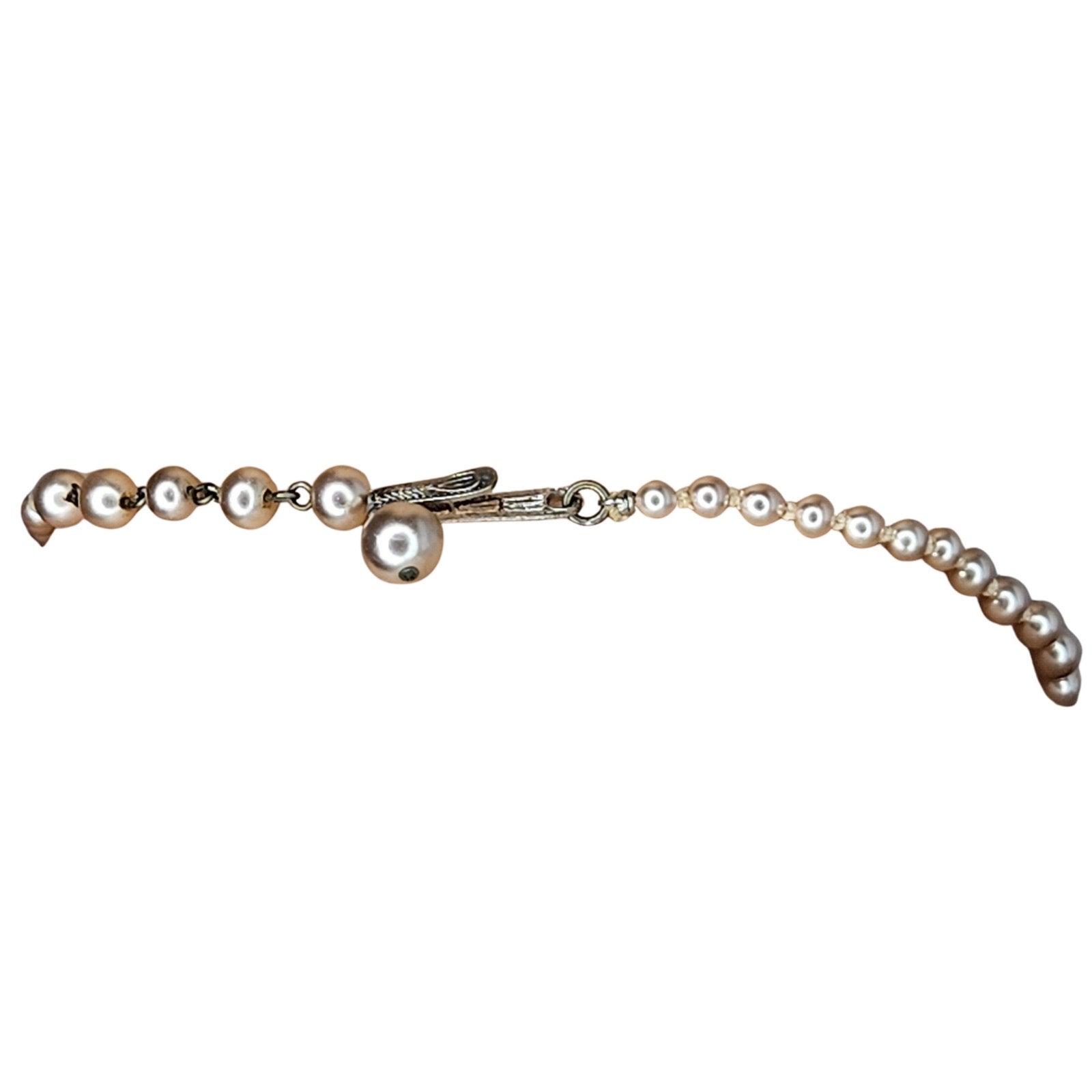 1950s Champagne Color Graduating Faux Pearl Single Strand Choker Necklace Japan [Vintage]