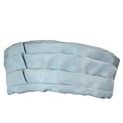 1960s Light Blue Pill Box Hat Hand Crafted Pleated Hat Band Design Size 6 [Vintage]