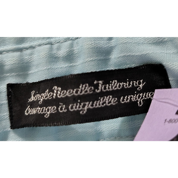 1980s Blue Striped Collar Shirt Butterfly Wings Single Needle Tailoring Size Small [Vintage]