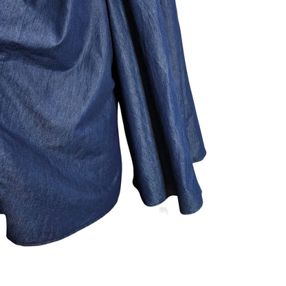 Jean Shirred Racerback Elephant Extra Wide Leg Blue Denim Romper V Neck Size XL