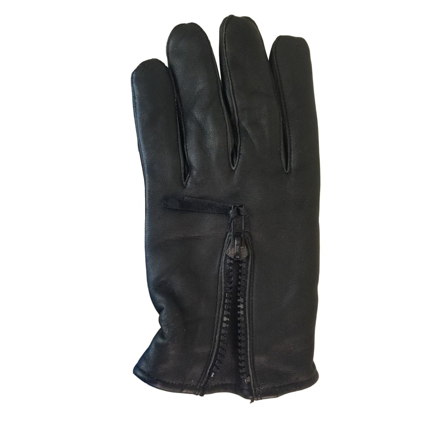Black Deer Skin Leather Zip + Elastic Wrist Lined Gloves Size Men's Medium
