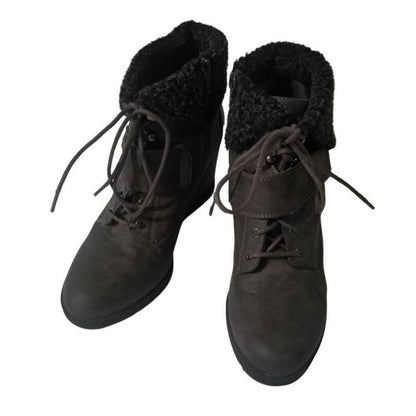 SIMPLY VERA VERA WANG Gray Vegan Faux Fur Fold Over Cuff Booties Size 8.5