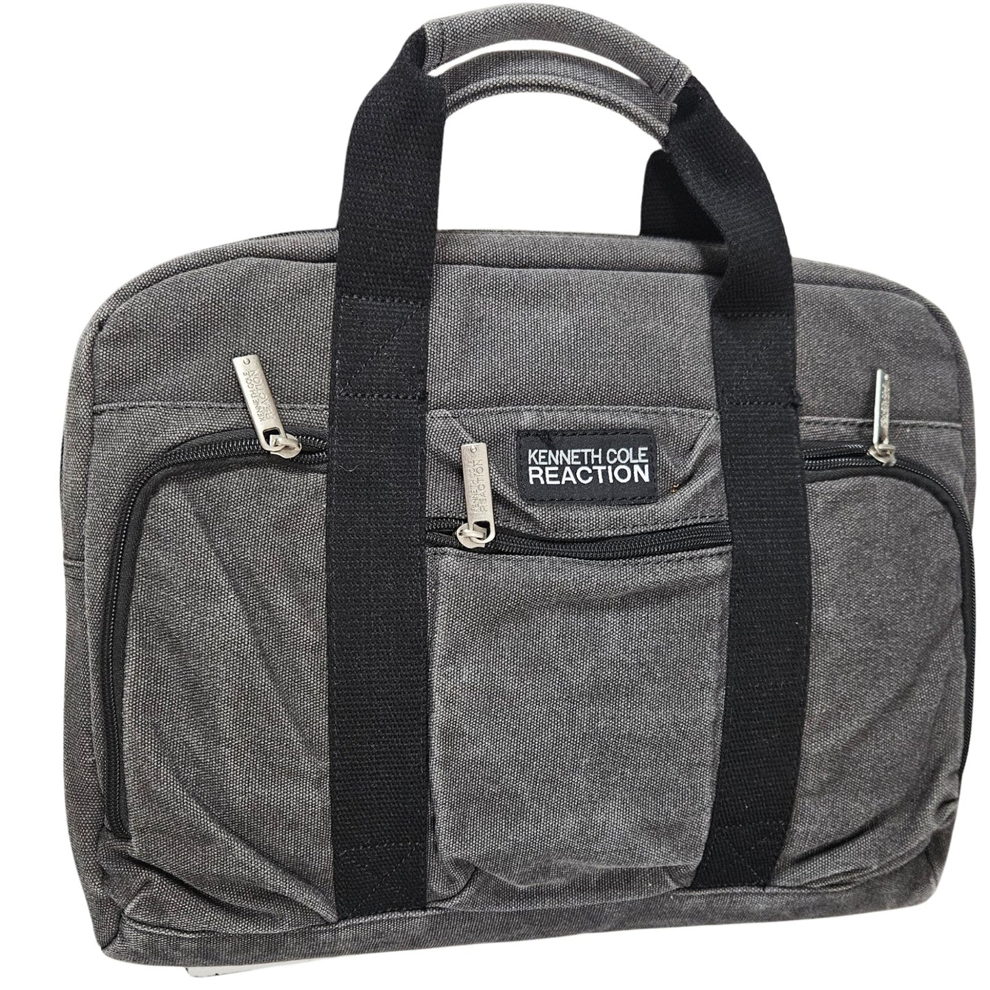 Gray Canvas Satchel Laptop Bag Kenneth Cole Reaction Camouflage Lining