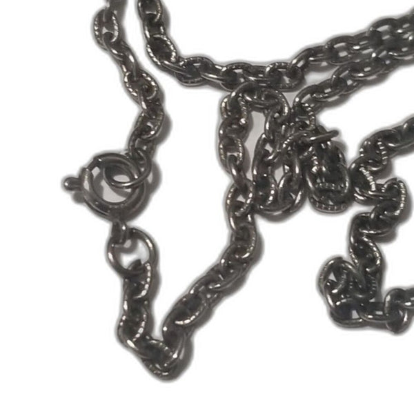 60s Vintage Turquoise Belly Green Crystal Eyes Owl Pendant Chain Link Necklace