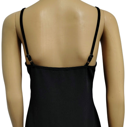 REISS Black Short Slip Dress Adjustable Spaghetti Straps V Neckline Size XS