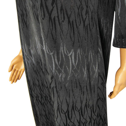 1970s Anthony Richards Abstract Print Black on Black Sheath Dress  Plus Size 14 [Vintage]