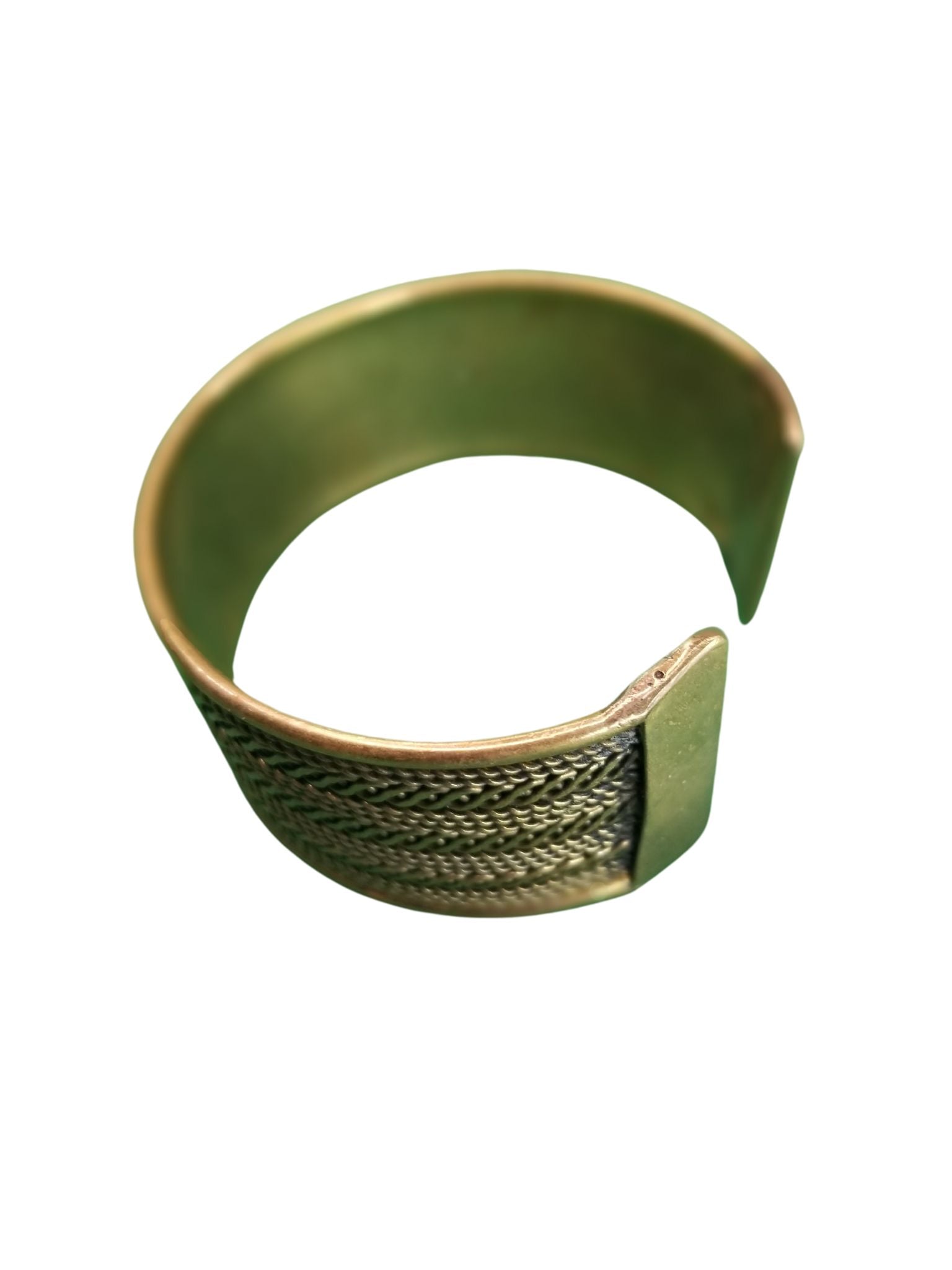 Rope Design Engraved Detail Thick Brass Cuff Bracelet [VINTAGE]