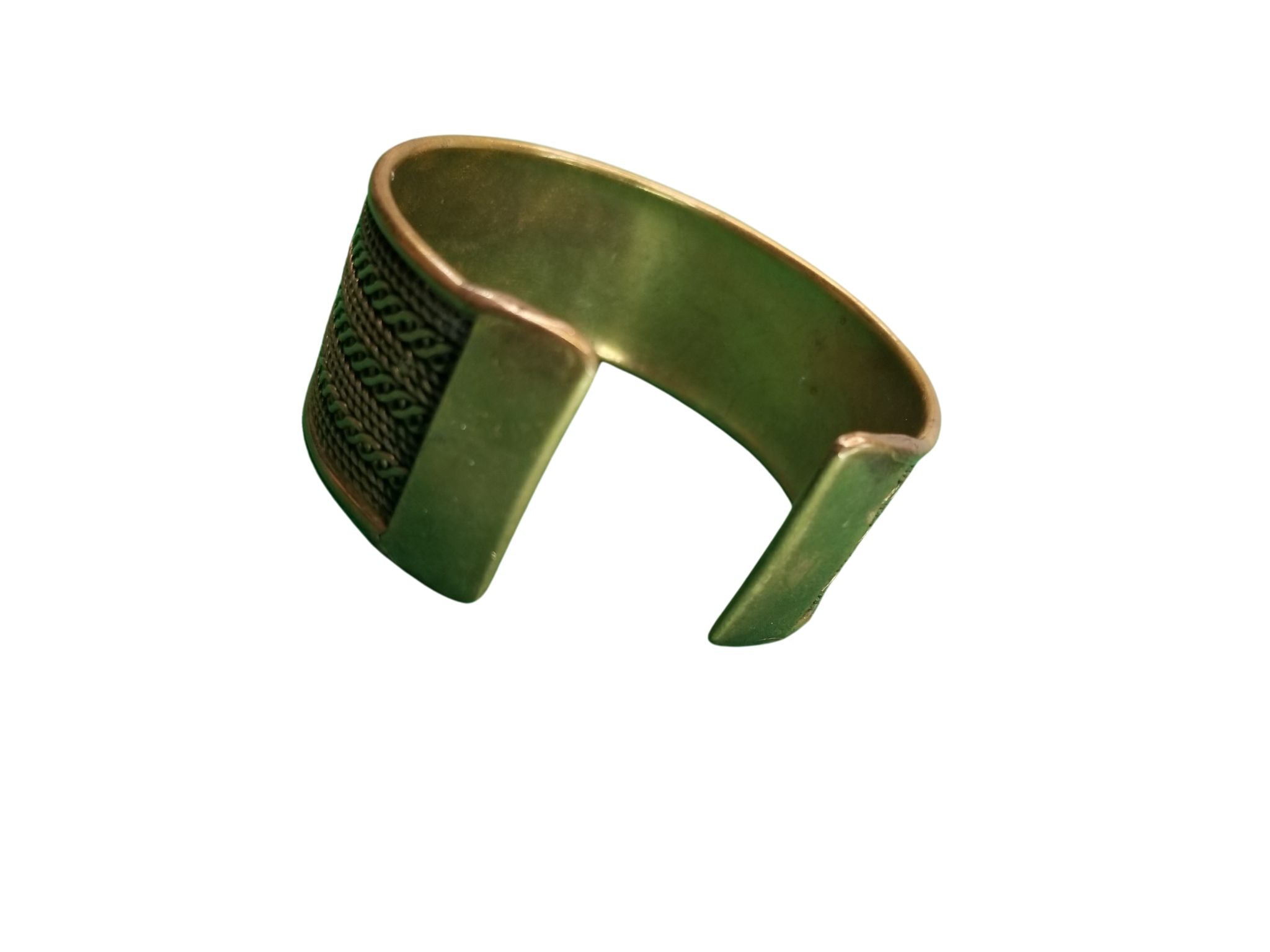 Rope Design Engraved Detail Thick Brass Cuff Bracelet [VINTAGE]