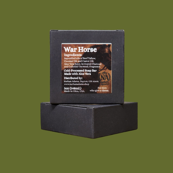 War Horse Beef Tallow & Charcoal Soap – Deep-Cleansing Cold Process Bar for Men
