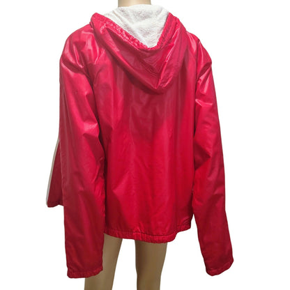 80s Red Izod Lacoste Nylon Windbreaker Jacket Terry Cloth Zip Up Hoodie [Vintage]