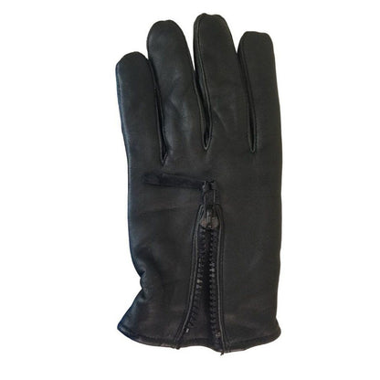 Black Deer Skin Leather Zip + Elastic Wrist Lined Gloves Size Men's Medium
