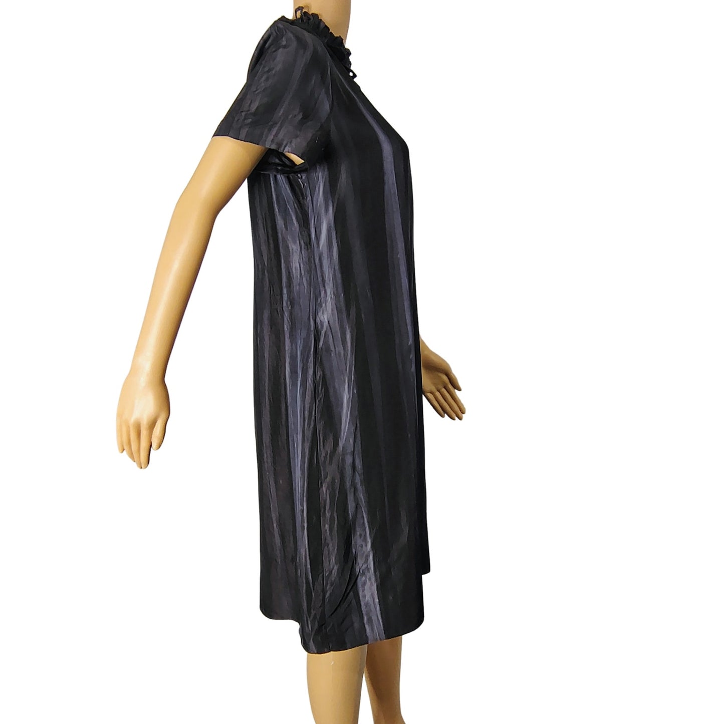 Silk Black Gray Marni Midi High Neck A Line Sheath Dress Lined Size 8 US 44 IT