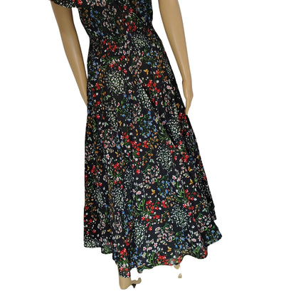 Chelsea & Theodore Floral Peasant Fit Flare Maxi Sundress Smocked Waist Size Medium