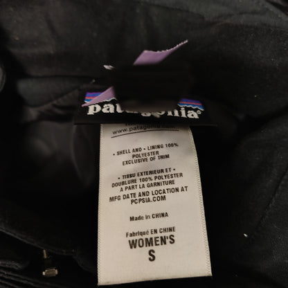 Patagonia Black Zip Up Long Winter Lined Jacket with Hoodie Size Small Womens