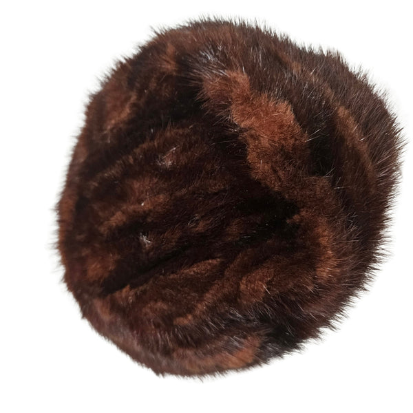 1950s Genuine Mink Fur Chestnut Dark Brown Livingston Bros Ladies Cloche Hat [Vintage]