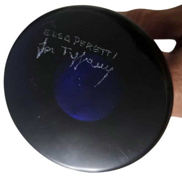 Tiffany & Co. Hand-Blown Blue Art Glass Vase Elsa Peretti Signed Home Decor