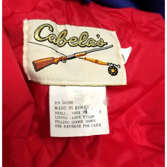 GOOSE Down 80s VINTAGE CABELA'S Red Puffer Winter Coat Size Small [VINTAGE]