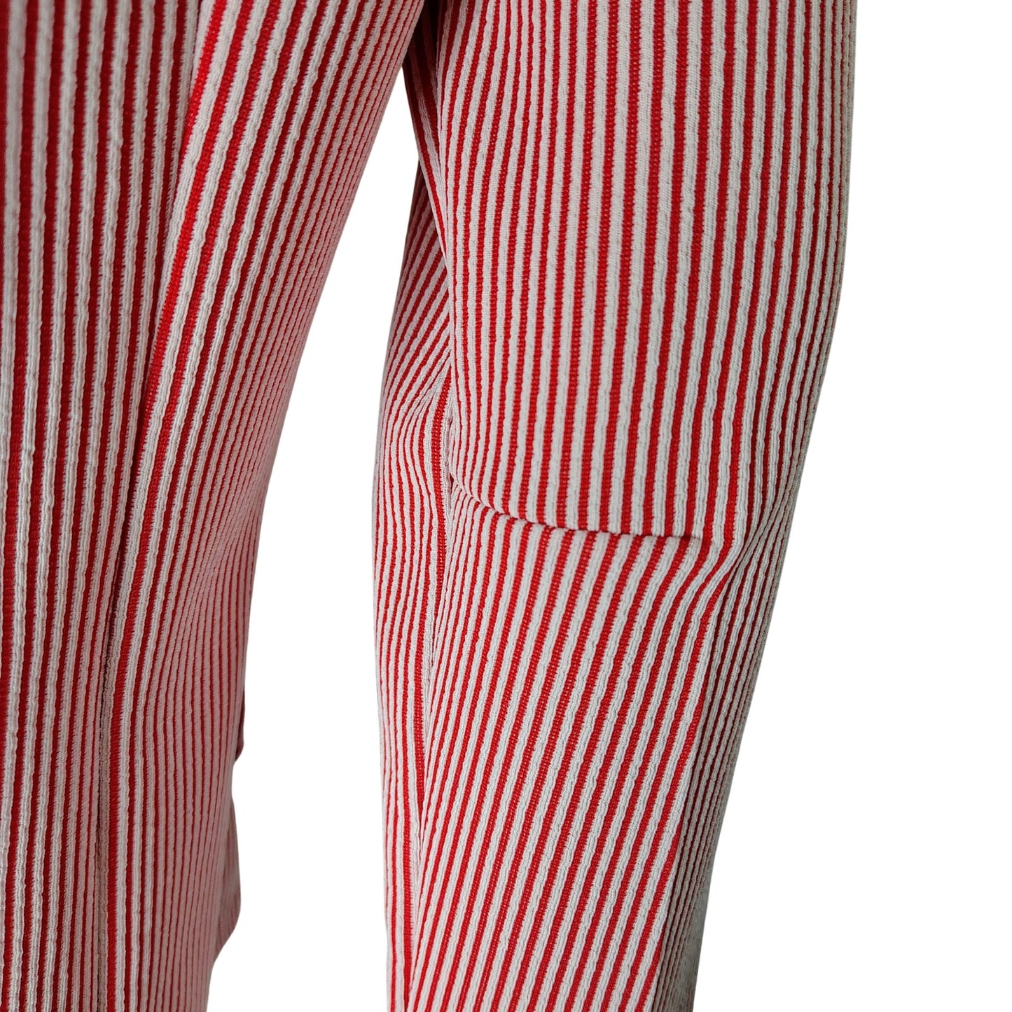 1960s Red White Striped Polyester Single Breasted blazer Size 12 Women's [Vintage]