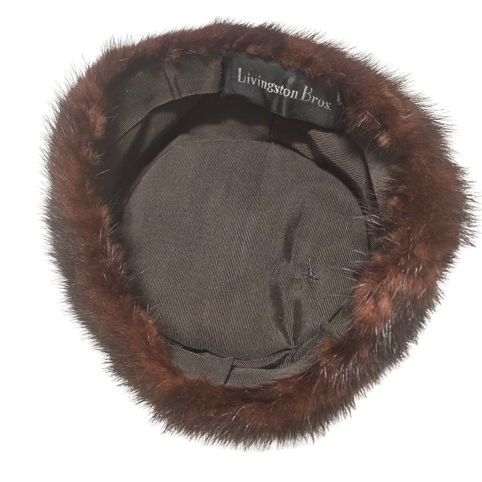 1950s Genuine Mink Fur Chestnut Dark Brown Livingston Bros Ladies Cloche Hat [Vintage]