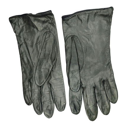 Vintage Anne Klein Aris Black Soft Leather Frog Closure Gloves Size Large Womens