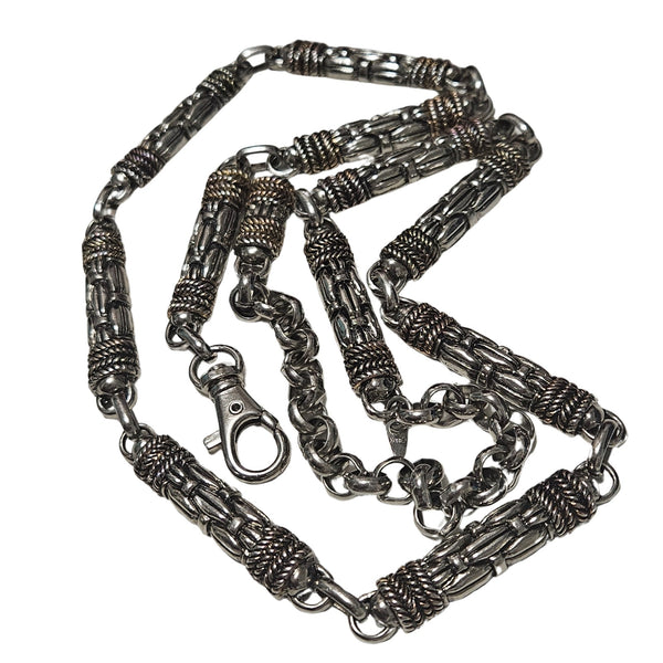 Vintage Woven Metal Design Chain Links Adjustable Heavyweight Belt Silver Tone