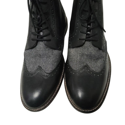 Thomas & Vine Men's Black Jarett Wingtip Zip Up Lace Black Ankle Boot Size 14