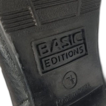 90s Vintage Black Leather Basic Editions Fold Down Mid Calf Boots Size 6