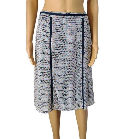 Blue Micro Boxes Graphic Designs A Line Midi Lined Skirt by Downeast Size Small