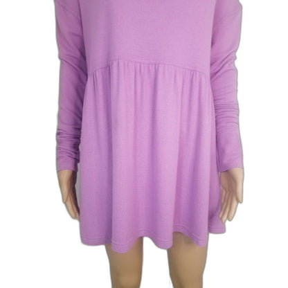 Loose fit Plum Lilac Wide Fit Baby Doll Top Box Cut Long Sleeves Med Free People