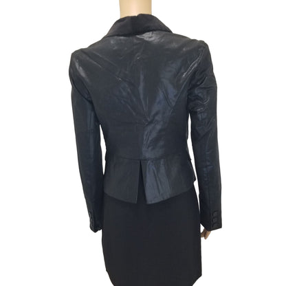 Velvet Lapel Fitted Single Breast Guess Tuxedo Jacket Back Split Size Small [VINTAGE]