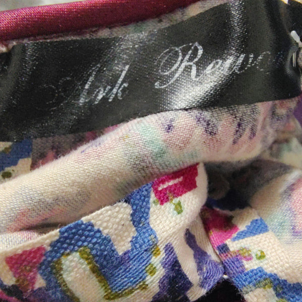 Ark Reworks Purple Vintage Fabric Fit Flare Quilted Yoke Midi Dress Size Medium [Vintage]