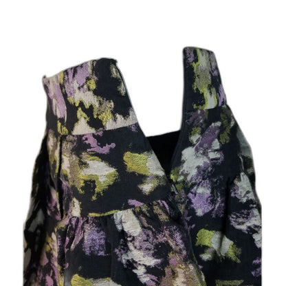 Pleated Purple Gray Black Banana Republic Flare Side Zip Mini Skirt Size 4
