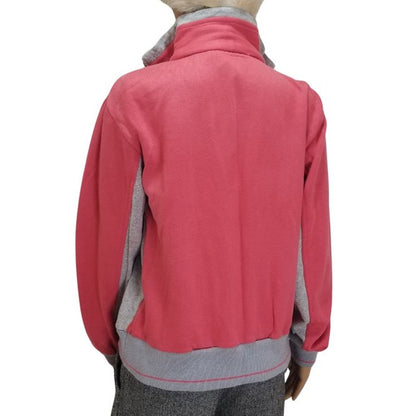 1970s Zip Up Sweatshirt with Collar Salmon Pink Gray Size Large [VINTAGE]