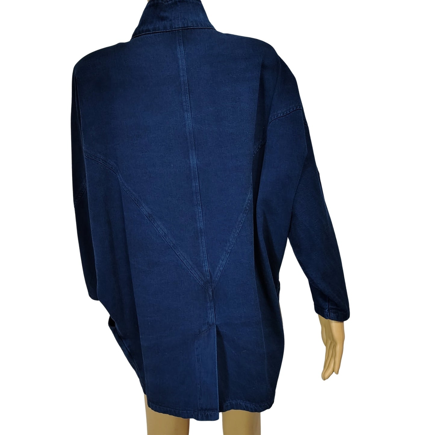 1990s Pado California Indigo Blue Denim Jean Jacket Dolman Sleeves Embroidered [Vintage]