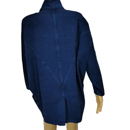 1990s Pado California Indigo Blue Denim Jean Jacket Dolman Sleeves Embroidered [Vintage]